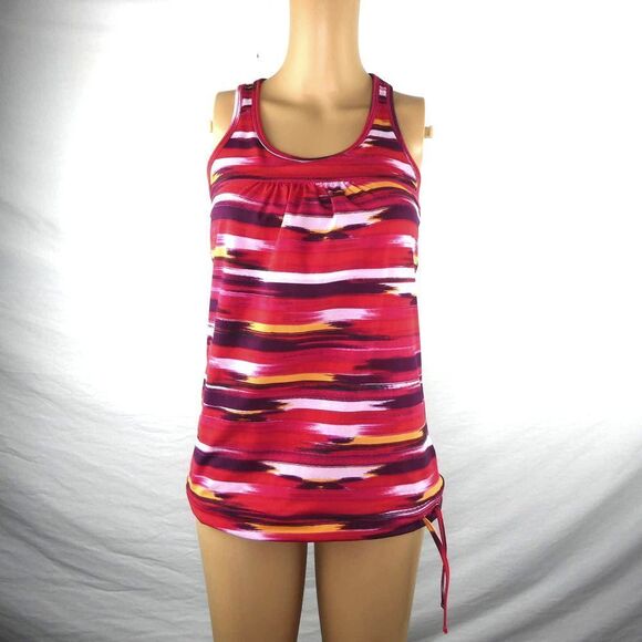 Athleta Airbrush Tinker Racerback Tank Top Athletic Yoga Built in Bra Drawstring - Picture 1 of 7